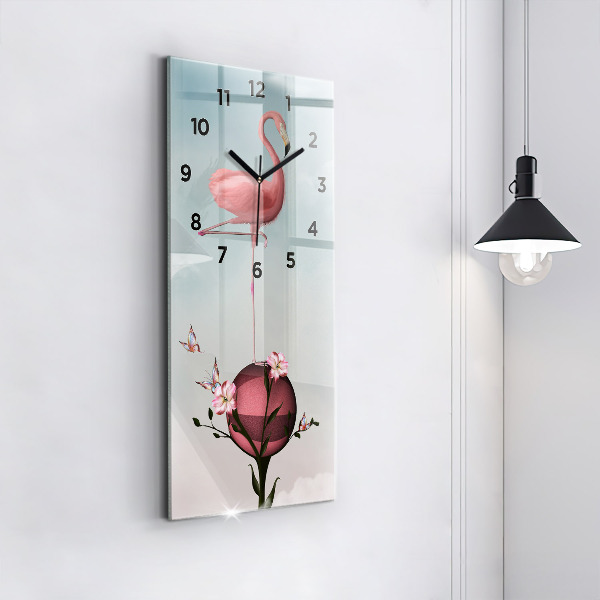 Ceas vertical de perete din sticlă Flamingo suprarealist