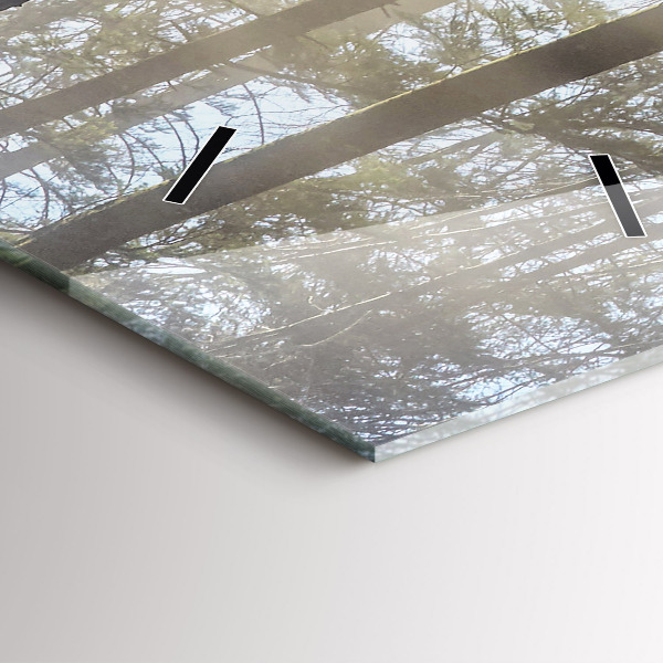 Ceas vertical de perete din sticlă Pădure în ceață