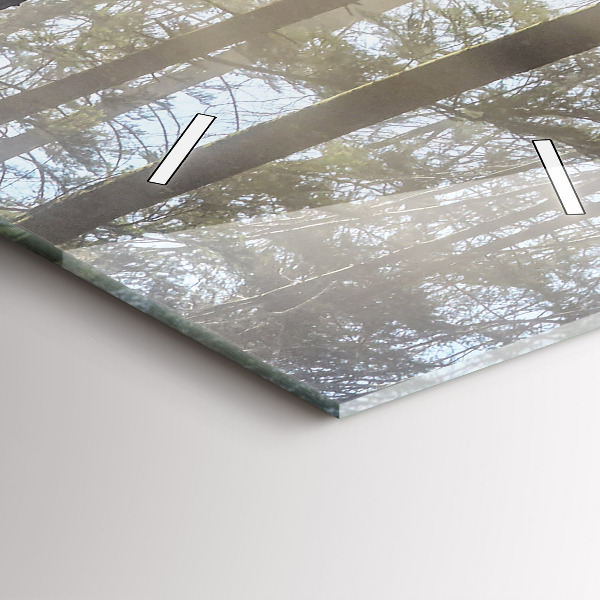 Ceas vertical de perete din sticlă Pădure în ceață