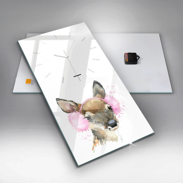 Ceas vertical de perete din sticlă Cerbul de pădure