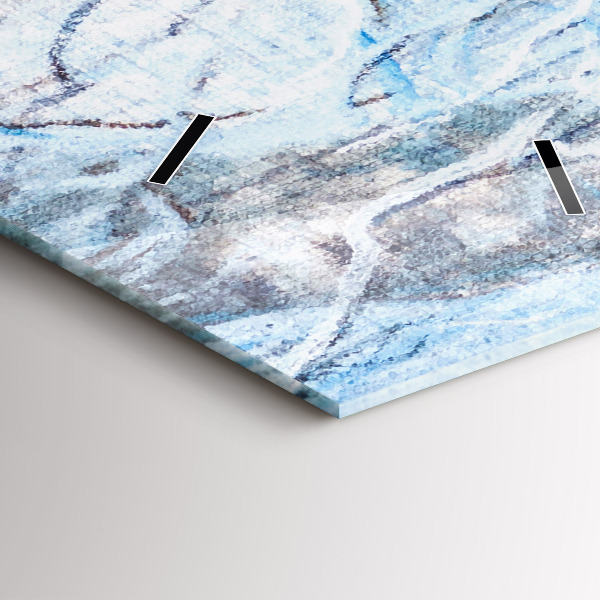 Ceas vertical de perete din sticlă Lupi în pădure