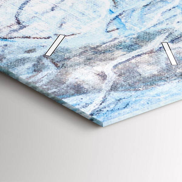 Ceas vertical de perete din sticlă Lupi în pădure