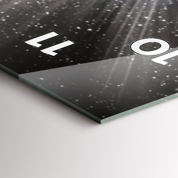 Ceas vertical de perete din sticlă Pământ Lună Soare