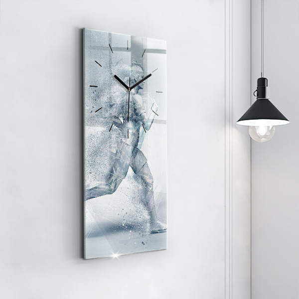 Ceas vertical de perete din sticlă Alergător