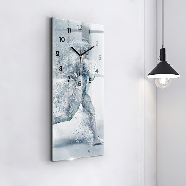 Ceas vertical de perete din sticlă Alergător