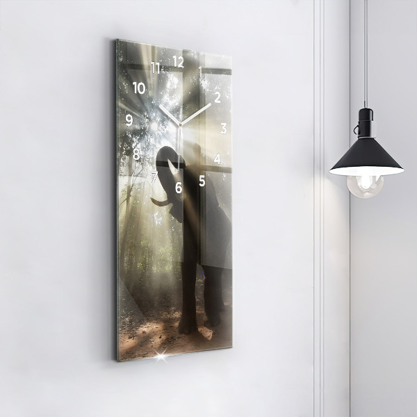 Ceas vertical de perete din sticlă Elefant în junglă