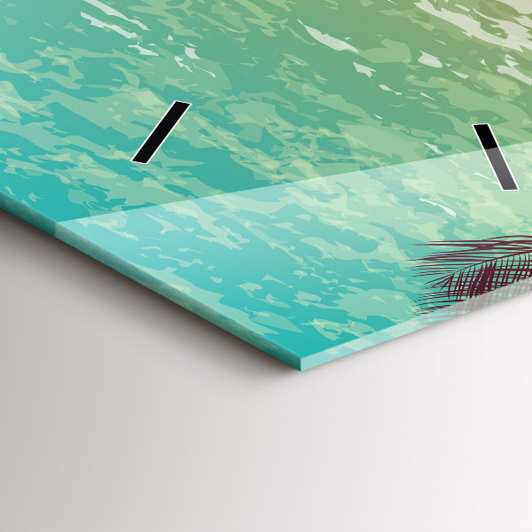 Ceas vertical de perete din sticlă Palmieri tropicali