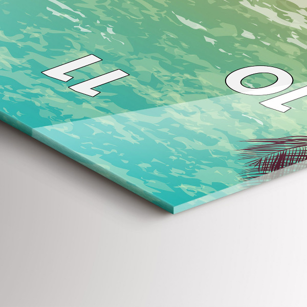 Ceas vertical de perete din sticlă Palmieri tropicali