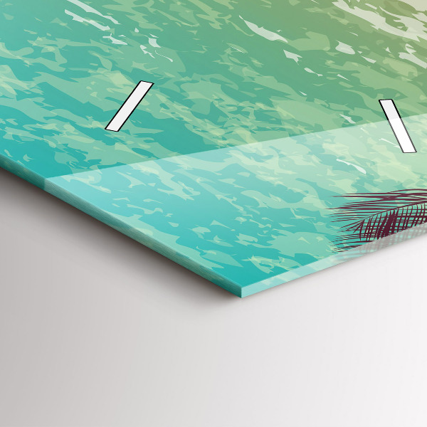 Ceas vertical de perete din sticlă Palmieri tropicali