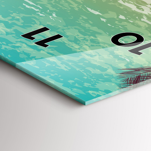 Ceas vertical de perete din sticlă Palmieri tropicali