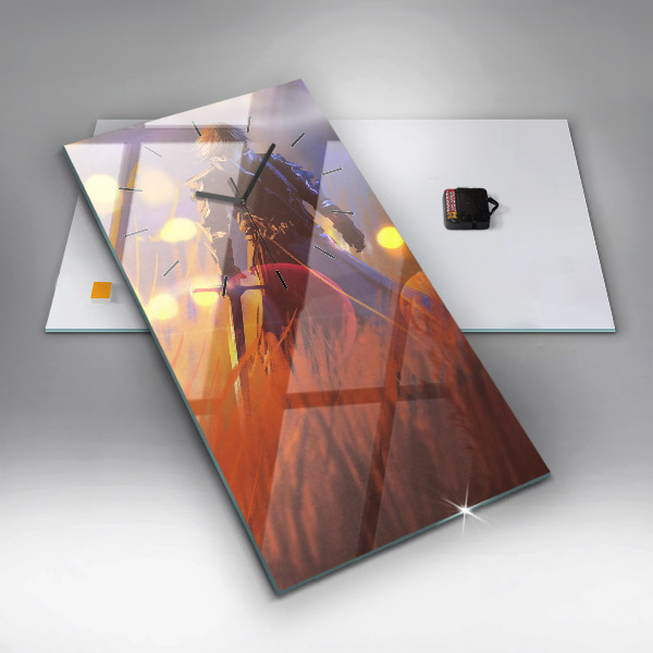 Ceas vertical de perete din sticlă Cavaler cu o sabie