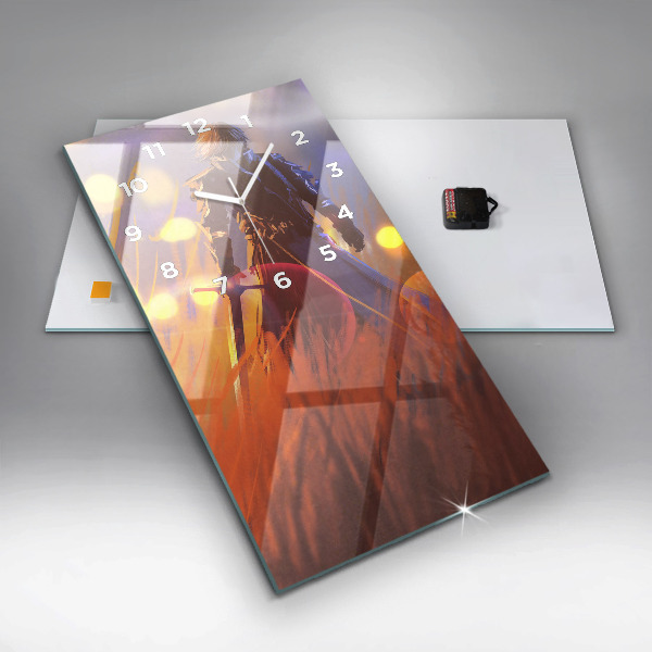 Ceas vertical de perete din sticlă Cavaler cu o sabie