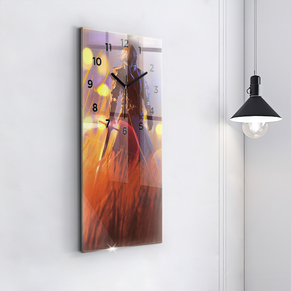Ceas vertical de perete din sticlă Cavaler cu o sabie