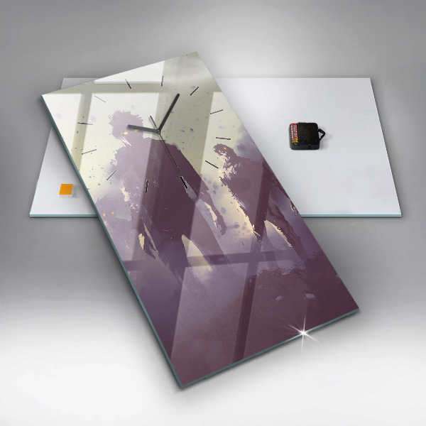 Ceas vertical de perete din sticlă Zombi noaptea - Halloween