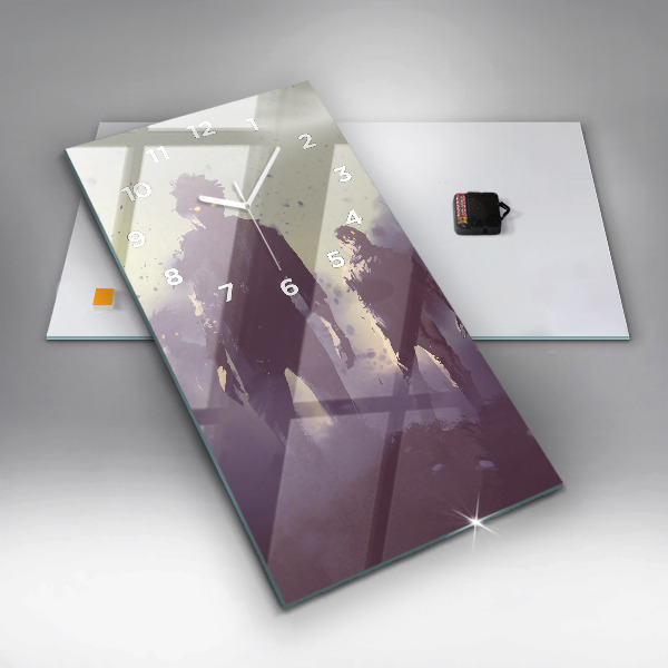 Ceas vertical de perete din sticlă Zombi noaptea - Halloween