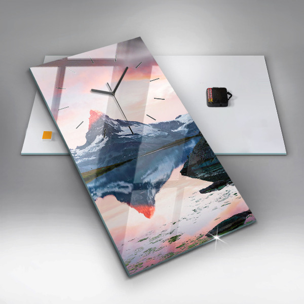 Ceas vertical de perete din sticlă Lacul Stellisee Matterhorn