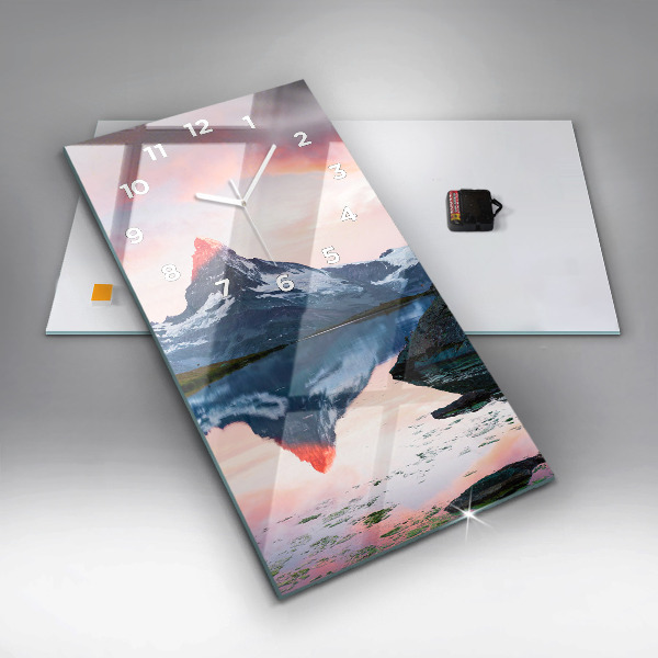 Ceas vertical de perete din sticlă Lacul Stellisee Matterhorn