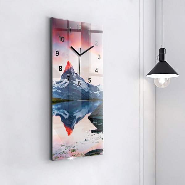 Ceas vertical de perete din sticlă Lacul Stellisee Matterhorn