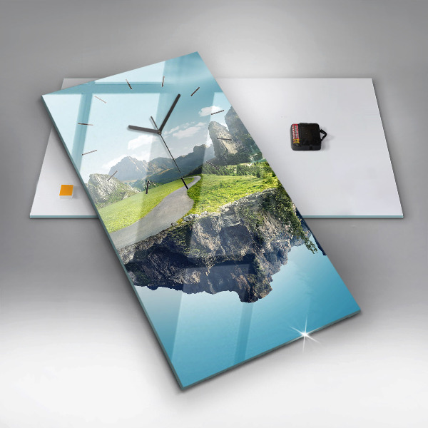 Ceas vertical de perete din sticlă Insulă zburătoare