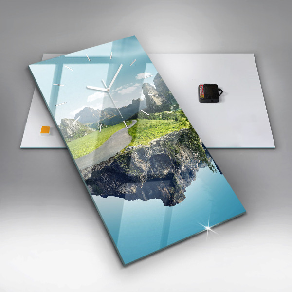 Ceas vertical de perete din sticlă Insulă zburătoare