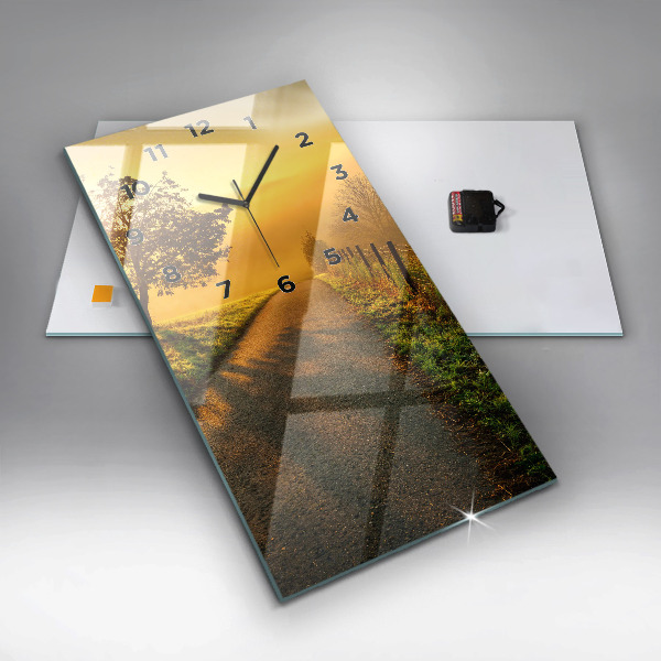 Ceas vertical de perete din sticlă Ceață la răsărit