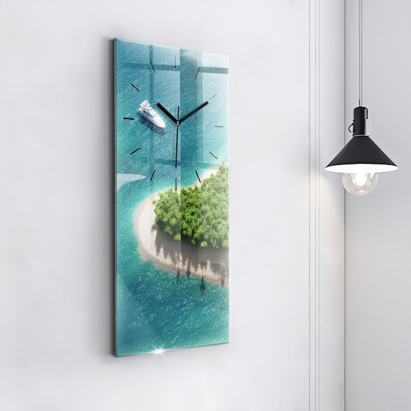Ceas vertical de perete din sticlă Insula Inimii