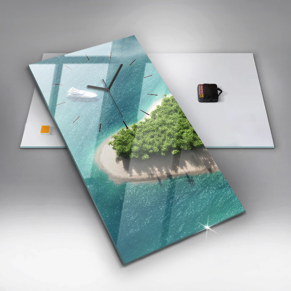 Ceas vertical de perete din sticlă Insula Inimii