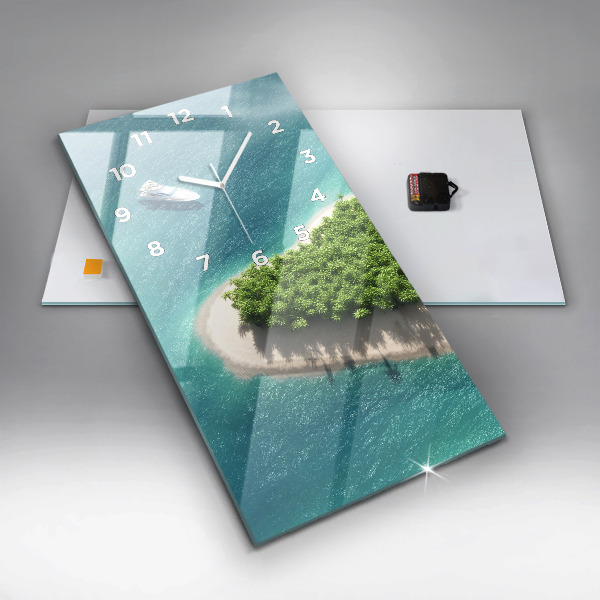 Ceas vertical de perete din sticlă Insula Inimii