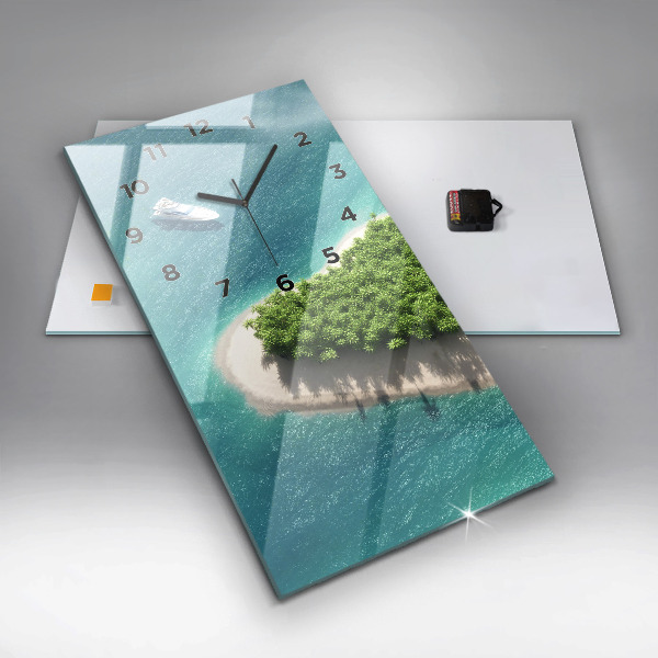 Ceas vertical de perete din sticlă Insula Inimii