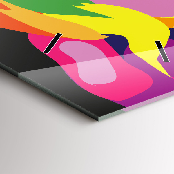 Ceas vertical de perete din sticlă Elefant colorat