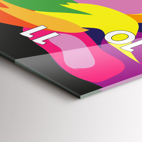 Ceas vertical de perete din sticlă Elefant colorat