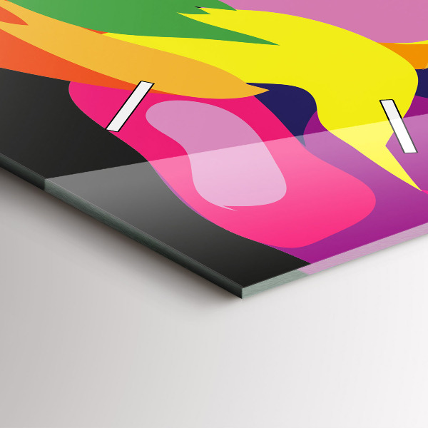 Ceas vertical de perete din sticlă Elefant colorat