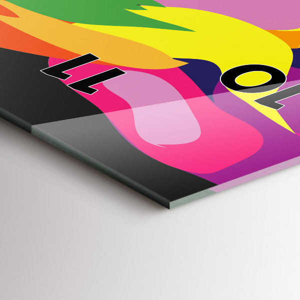 Ceas vertical de perete din sticlă Elefant colorat