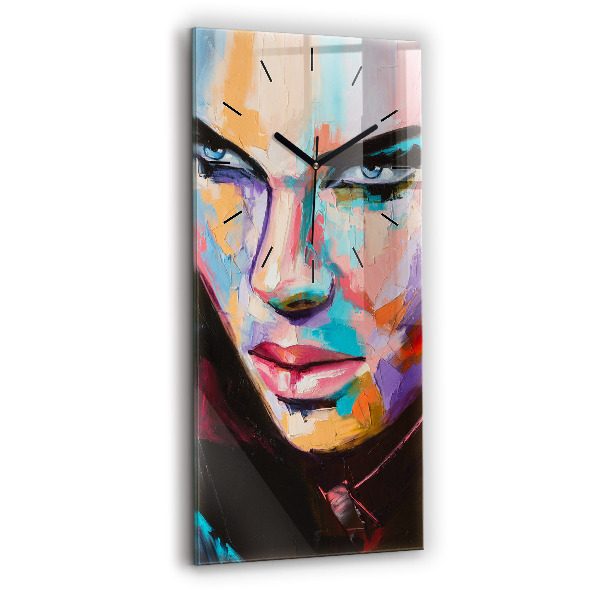 Ceas vertical de perete din sticlă Portretul unei femei