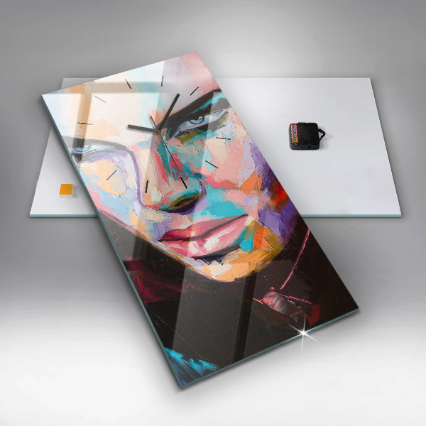 Ceas vertical de perete din sticlă Portretul unei femei