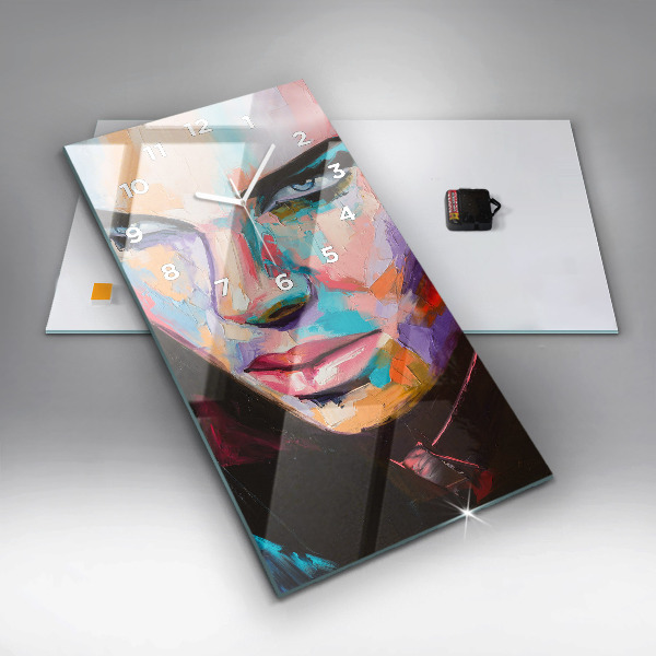 Ceas vertical de perete din sticlă Portretul unei femei