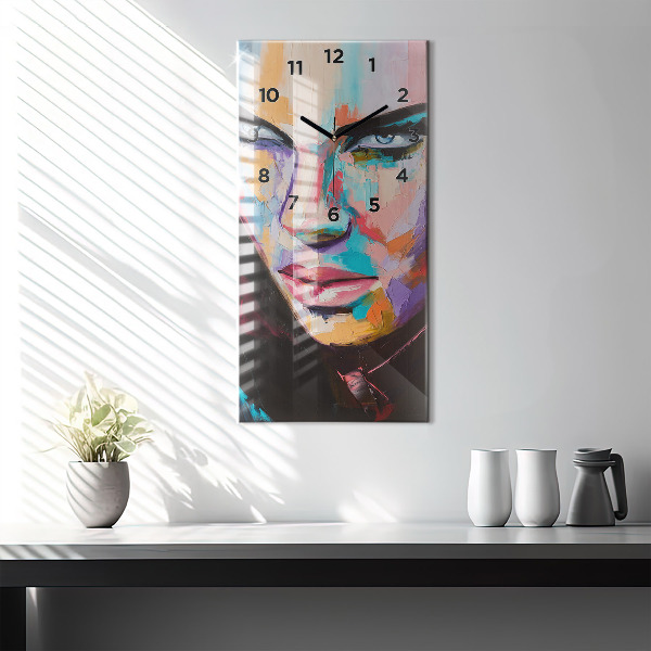 Ceas vertical de perete din sticlă Portretul unei femei