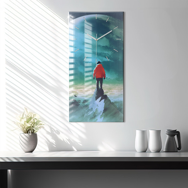 Ceas vertical de perete din sticlă Omul pe lună