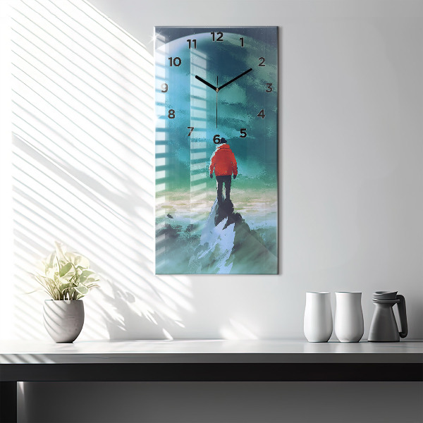 Ceas vertical de perete din sticlă Omul pe lună