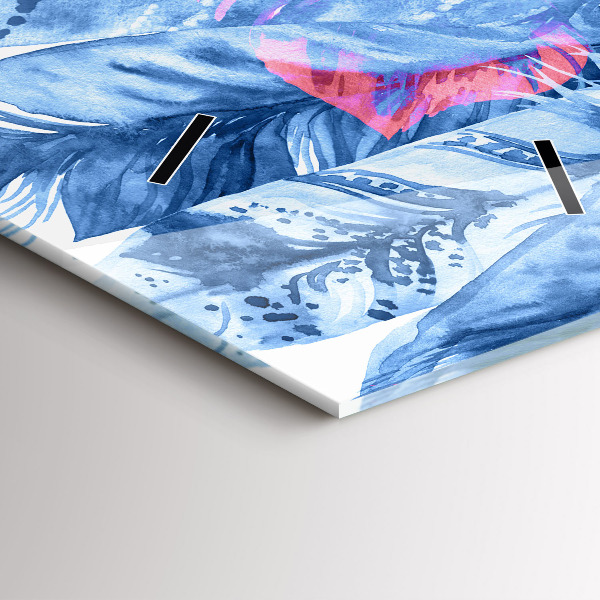 Ceas vertical de perete din sticlă Pene colorate