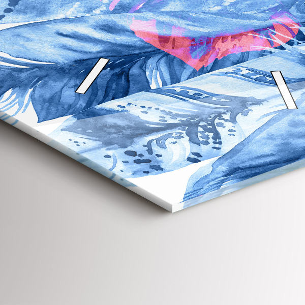 Ceas vertical de perete din sticlă Pene colorate