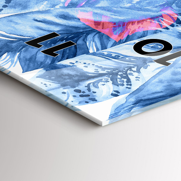 Ceas vertical de perete din sticlă Pene colorate