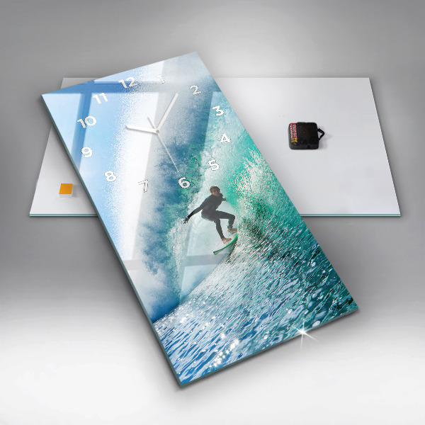 Ceas vertical de perete din sticlă Surfing în Hawaii