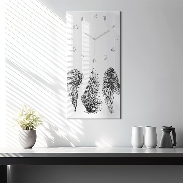 Ceas vertical de perete din sticlă Aripi de înger