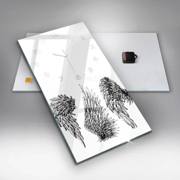 Ceas vertical de perete din sticlă Aripi de înger