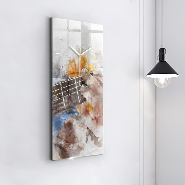 Ceas vertical de perete din sticlă Grafica chitara