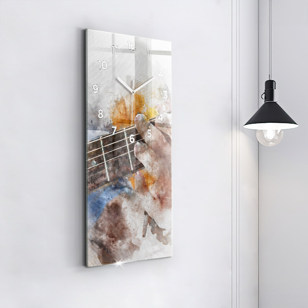 Ceas vertical de perete din sticlă Grafica chitara