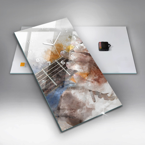 Ceas vertical de perete din sticlă Grafica chitara