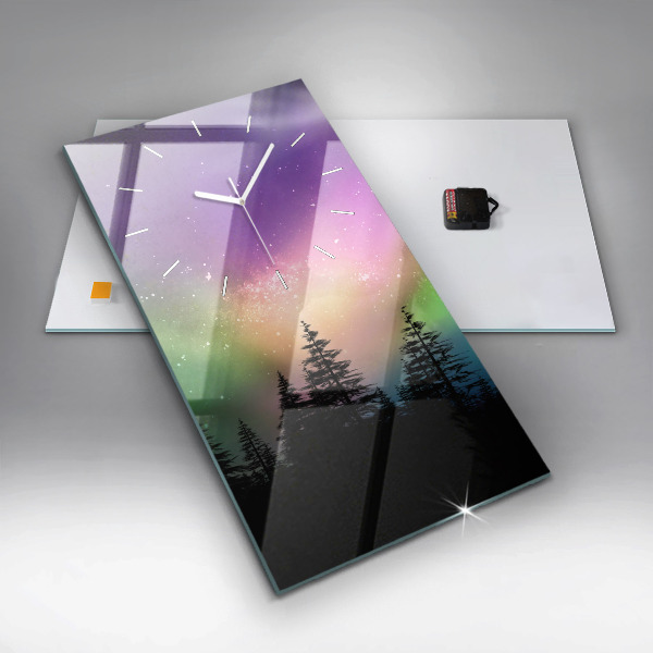 Ceas vertical de perete din sticlă aurora nordică