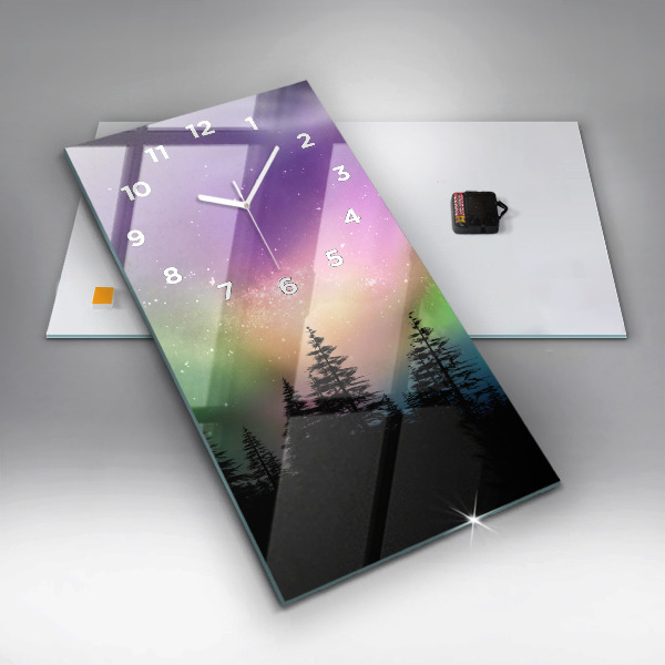 Ceas vertical de perete din sticlă aurora nordică